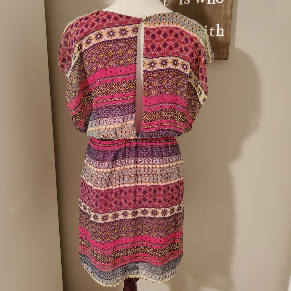 Francesca's Buttons Multi Colored Patterned Dress - image 4